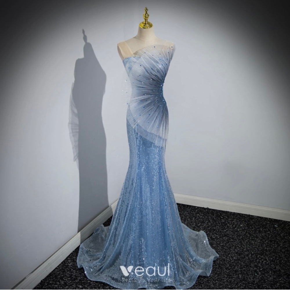 Light Blue Sequin Maxi Dress